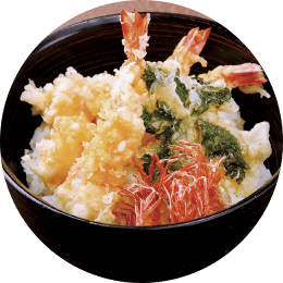日本料理 「天ぷら丼」「だし巻き玉子」「帆立貝真薯清汁仕立て」