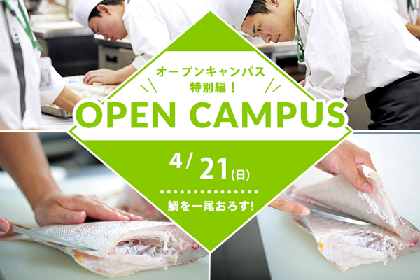 【4月21日】オープンキャンパス特別編「鯛を一尾おろす！」開催♪（大阪校）