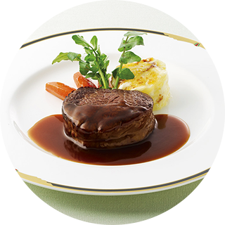 「牛フィレのステーキ ソース・マデール」「中国料理のデモンストレーション（試食あり）」