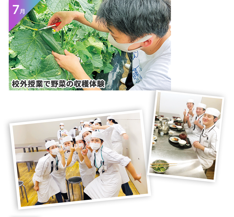 7月校外授業で野菜の収穫体験・8月夏休みは研究を兼ねて食べ歩き